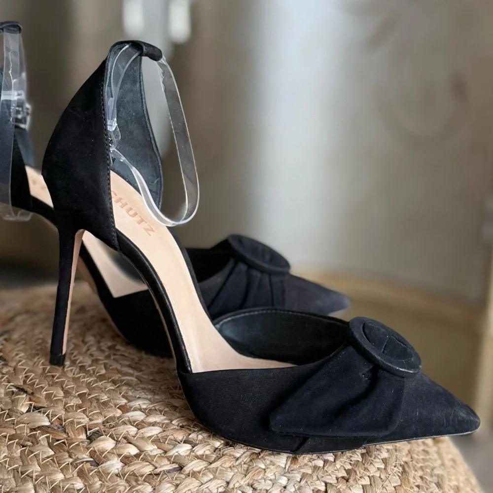 Black suede distressed stilettos heels - Picture 11 of 12